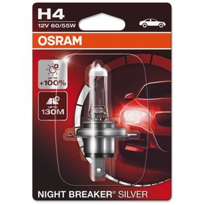 H4 12V 60/55W (472) OSRAM Night Breaker Silver Single Halogen Headlight Bulb 64193NBS-01B, P43T