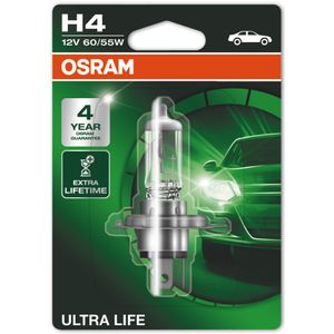 H4 12V 60/55W (472) OSRAM Ultra Life - Long Life Single Halogen Headlight Bulb - 64193ULT-01B, P43T