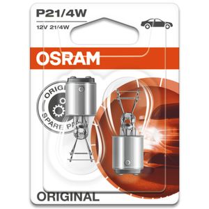 P21/4W 12V 21/4W (566) OSRAM Original Side-Tail-Interior Bulbs 7225-02B, BAZ15D - Pack of 2