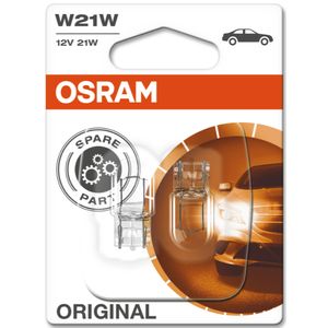 W21W 12V 21W (582/382W) OSRAM Original Capless Side-Tail-Interior Bulbs 7505-02B, W3X16D - Pack of 2