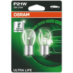 P21W 12V 21W (382) OSRAM Ultra Life - Long Life Side-Tail-Interior Bulb 7506ULT-02B, BA15S - Pack of 2