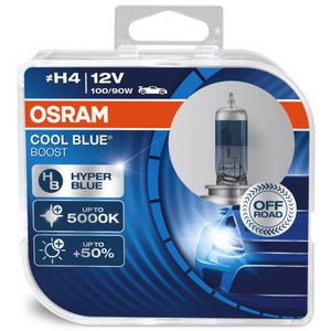 H4 12V 100/90W (OFF ROAD) OSRAM Cool Blue Boost Halogen Headlight Bulbs 62193CBB-HCB, P43T - Pack of 2