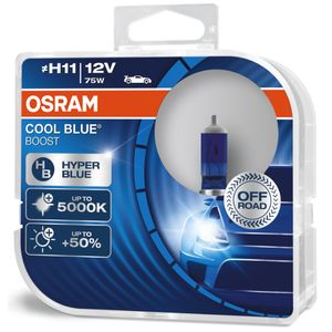 H11 12V 75W (OFF ROAD) OSRAM Cool Blue Boost Halogen Headlight Bulbs 62211CBB-HCB, PGJ19-2 - Pack of 2