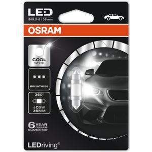 C5W 12V 1W (239) OSRAM LEDriving Single Festoon Side-Tail-Interior Bulb 6498CW-01B, SV8.5-8 