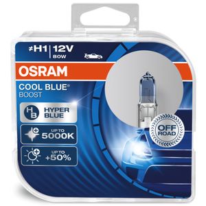 H1 12V 80W (OFF ROAD) OSRAM Cool Blue Boost Halogen Headlight Bulbs 62150CBB-HCB, P14.5S - Pack of 2