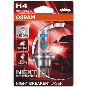 H4 12V 60/55W (472) OSRAM Night Breaker Laser Halogen Headlight Bulb 64193NL-01B, P43T