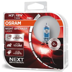 H7 12V 55W (477/499) OSRAM Night Breaker Laser Halogen Headlight Bulbs 64210NL-HCB, PX26D - Pack of 2