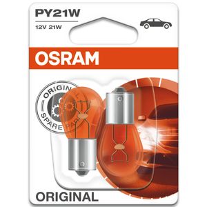 PY21W 12V 21W (581) OSRAM Original Orange Side-Tail Bulbs 7507-02B, BAU15S - Pack of 2