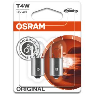 T4W 12V 4W (233) OSRAM Original Side-Tail-Interior Bulbs 3893-02B, BA9s - Pack of 2