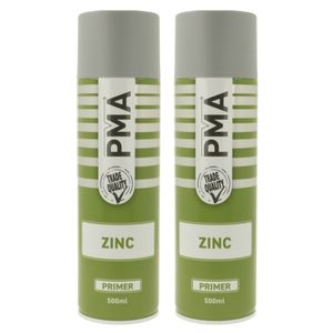 2x PMA MATT Grey Zinc Primer Aerosol Spray 500ml - 2 x PCPA1025
