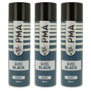 3x PMA GLOSS Black Spray Paint Aerosol 500ml - 3 x PCPA1003