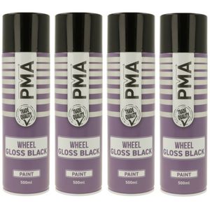 4x PMA Wheel GLOSS Black Spray Paint Aerosol 500ml - 4 x PCPA1028