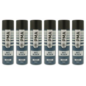 6x PMA MATT Black Spray Paint Aerosol 500ml - 6 x PCPA1001