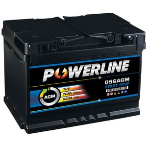 096 AGM Powerline Stop Start Car Battery 12V 70Ah