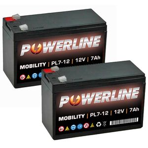 Pair of 12V 7Ah Mobility Batteries - Powerline PL7-12