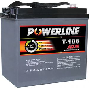 T105 AGM Powerline Battery Deep Cycle 224Ah