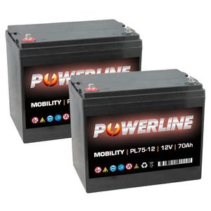 Pair of PL75-12 Powerline Mobility Batteries 12V 70Ah