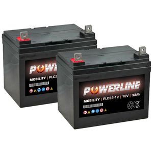 Pair of 12V 33Ah Mobility Batteries - Powerline PLC33-12