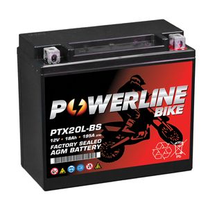 PTX20L-BS AGM Powerline Motorcycle Battery 12V 18Ah