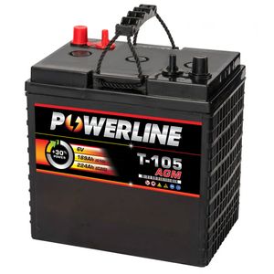 T105 AGM Powerline Battery Deep Cycle 224Ah