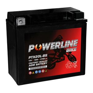 PTX20L-BS AGM Powerline Motorcycle Battery 12V 18Ah