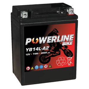 YB14L-A2 AGM Powerline Motorcycle Battery 12V 14Ah YB14LA2-AGM