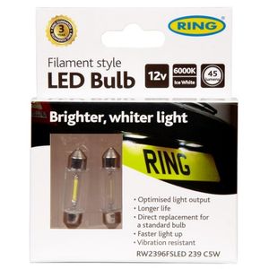 C5W (239) 12V RING Filament-Style LED Number Plate & Interior Festoon Bulbs RW2396FSLED