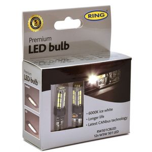 W5W (501) 12V RING Premium Side & Interior Bulbs RW501CBLED