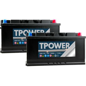 Pair of 100Ah TPower Leisure Battery 100Ah C20 / 110Ah C100