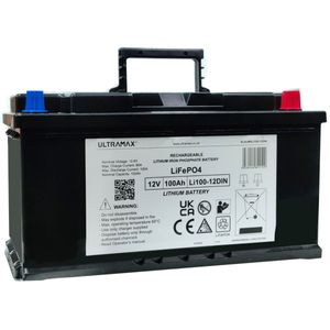 ULTRAMAX Li100-12DIN 100Ah 12V Lithium Battery SLAUMXLI100-12DIN