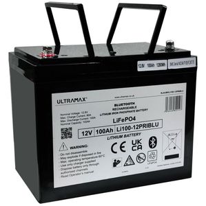 ULTRAMAX Li100-12PRIBLU 100Ah 12V Lithium Battery  SLAUMXLI100-12PRIBLU (Slim Bluetooth)