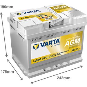 LA60 Varta Professional Dual Purpose AGM Leisure Battery 840 060 068