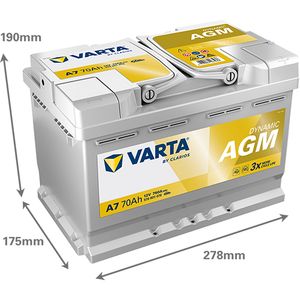 A7 Varta Dynamic AGM 096 Start Stop Car Battery 12V 70Ah (570901076)