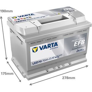 LED70 Varta Professional Dual Purpose EFB Leisure Battery 70Ah (930070076)