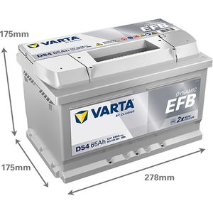 D54 Varta Dynamic EFB Start-Stop Car Battery 12V 65Ah (565500065) Type 100 EFB