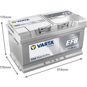 E46 Varta Dynamic EFB Start-Stop Car Battery 12V 75Ah (575 500 073) Type 110