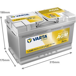 LA80 Varta Professional Dual Purpose AGM Leisure Battery 840 080 080