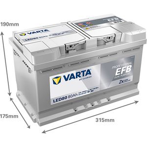 LED80 Varta Professional Dual Purpose EFB Leisure Battery 80Ah (930080080)
