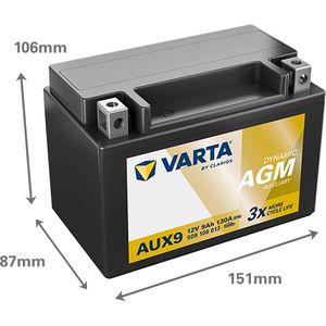AUX9 Varta Dynamic AGM Auxiliary Car Battery 9Ah