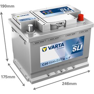 C20 VARTA PROMOTIVE BLACK 12V 55Ah 635 052 100