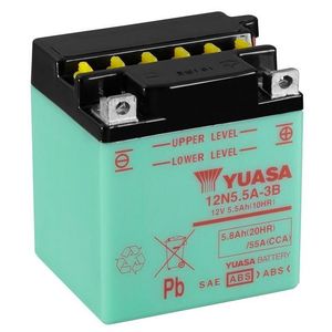 12N5.5A-3B Yuasa Motorcycle Battery 12V 5.5Ah 55A