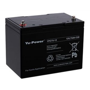 YUASA YPC75-12 12V 70Ah High Performance Heavy Duty Cyclic Mobility Battery (Was YC70-12)