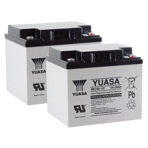 Pair of Yuasa REC50-12 12V AGM Cyclic Deep Cycle Batteries