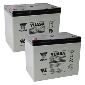 Pair of Yuasa 12V 80Ah Mobility Batteries - REC80-12i