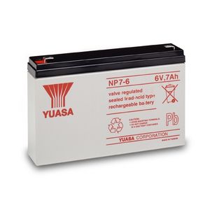 Yuasa NP7-6 Valve Regulated Lead Acid (VRLA) Battery 6V 7Ah