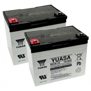 Pair of Yuasa REC36-12 12V AGM Cyclic Deep Cycle Batteries