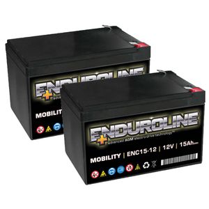 Pair of 12V 15Ah Mobility Batteries - Enduroline ENC15-12