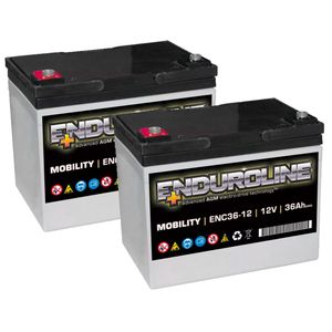 Pair of 12V 36Ah Mobility Batteries ENC36-12 Enduroline