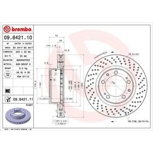 Brembo Brake Disc Single Vented Front Right 09.8421.11
