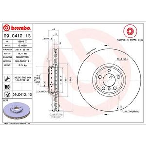 Brembo Brake Disc Single Vented Front Left 09.C412.13